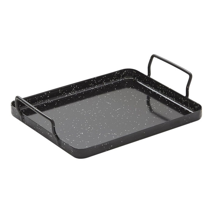 Vaello Bandeja de Acier Émaillé pour Four 26 x 30 x 1,5 cm Noir avec Points Blancs