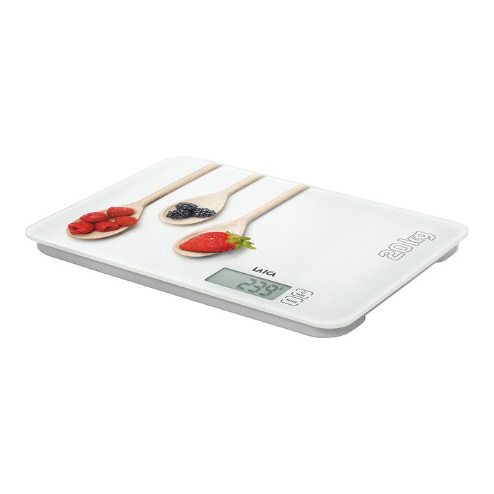Laica Bâscula électronique de cuisine Cucharas, verre trempé, max 20 kg, écran LCD