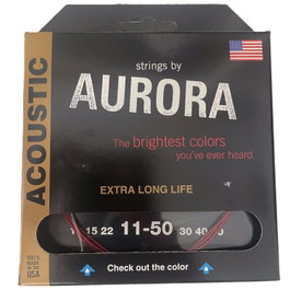 AURORA STRINGS Aurora Red 11-50 Cordes Acoustiques Coated Phos Bronze/Silver Phos Bronze – Durabilité, Son Chaud et Clair