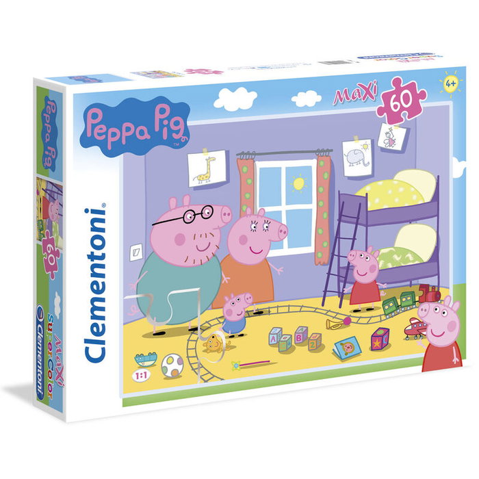 CLEMENTONI Puzzle Maxi Peppa Pig 60 pièces - Dimensions du puzzle : 62 x 42 cm