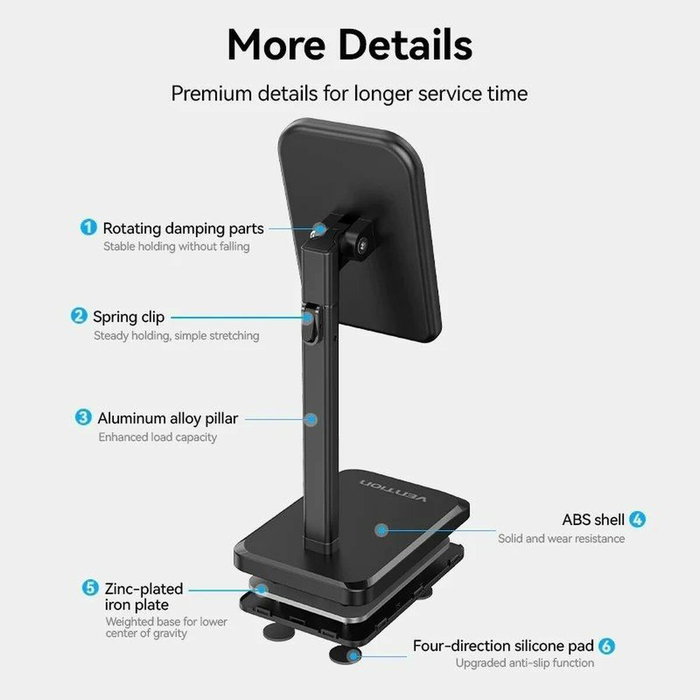 Vention Support pour téléphone portable ou tablette KCQB0 Noir Vention Support pour téléphone portable ou tablette KCQB0 Noir