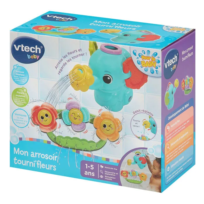 Vtech Baby Mon Arrosoir Tourni'Fleurs - Jouet de bain éducatif pour bébé de 1 à 5 ans avec fleurs tournantes - Multicolore