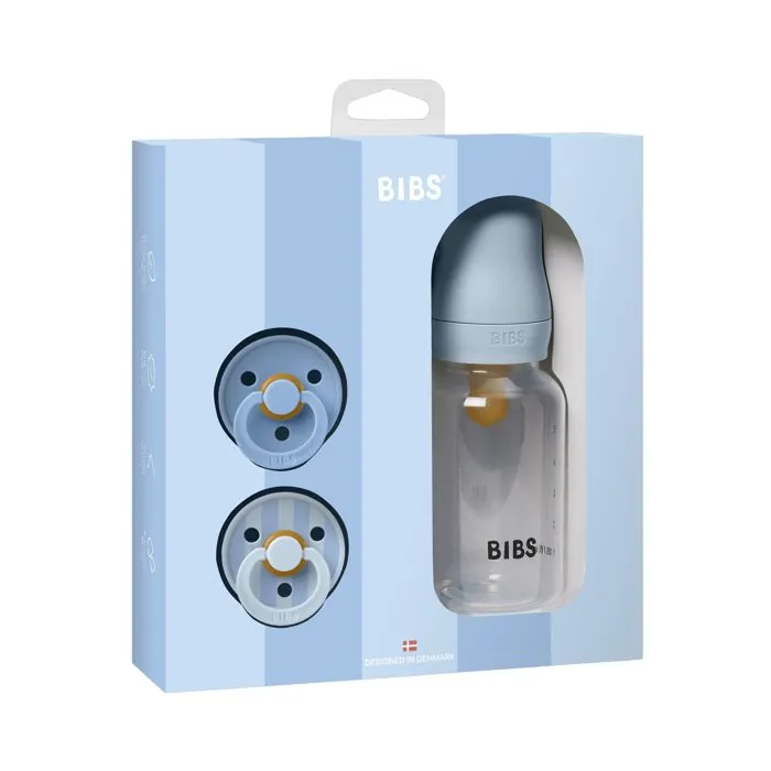 Bibs Coffret cadeau bébé Baby Sprinkle, embout rond, T1, Baby Blue