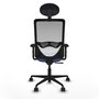 Chaise Zulema Synchro 3 positions tissu Bleu clair Maille Blanc Base en nylon noir Accoudoir 2D Appui-tête Roulettes 65mm nylon