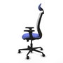 Chaise Zulema Synchro 3 positions tissu Bleu clair Maille Blanc Base en nylon noir Accoudoir 2D Appui-tête Roulettes 65mm nylon
