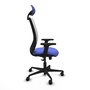 Chaise Zulema Synchro 3 positions tissu Bleu clair Maille Blanc Base en nylon noir Accoudoir 2D Appui-tête Roulettes 65mm nylon