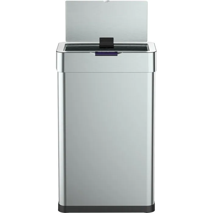 Kitchen Move Poubelle de cuisine automatique sans contact DAYTONA 70L - Acier inoxydable, ouverture par capteur, alimentation USB-C ou piles