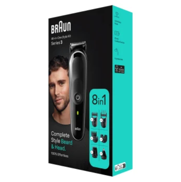 Braun Série 3 MGK3440-BLK/GY Kit Recorte 8-en-1 Homme Tondeuse Barbes Et Cheveux Lavable Braun Série 3 MGK3440-BLK/GY Kit Recorte 8-en-1 Homme Tondeuse Barbes Et Cheveux Lavable