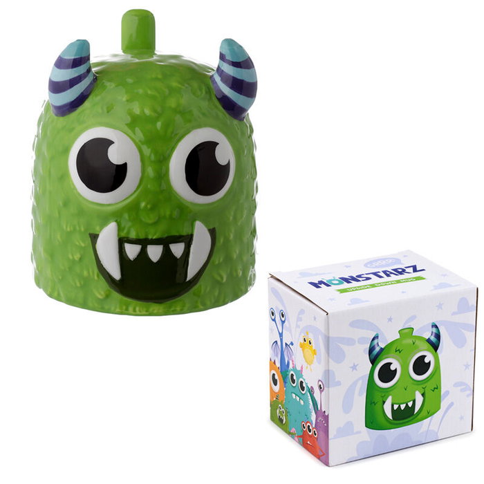 PUCKATOR Tasse 3D Monstre Monstarz Vert 550ml en Céramique, Non Lavable au Lave-Vaisselle et Micro-Ondes