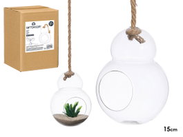 GIFTDECOR Vase Suspendu Double Boule avec Corde - Petit