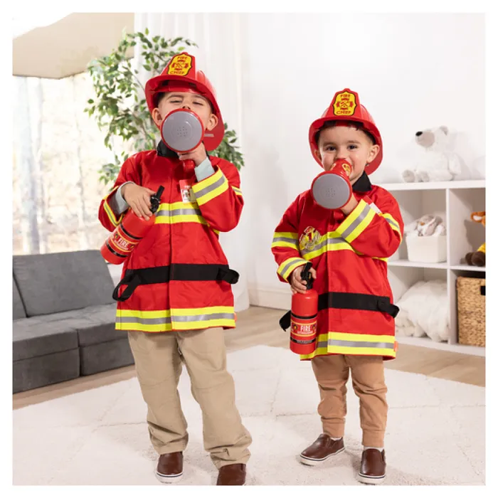 Melissa & Doug Coffret Déguisement Pompier pour Enfant 3-6 Ans avec Casque, Veste et Accessoires Fonctionnels (6 Pièces) - Matériaux Qualité et Durable