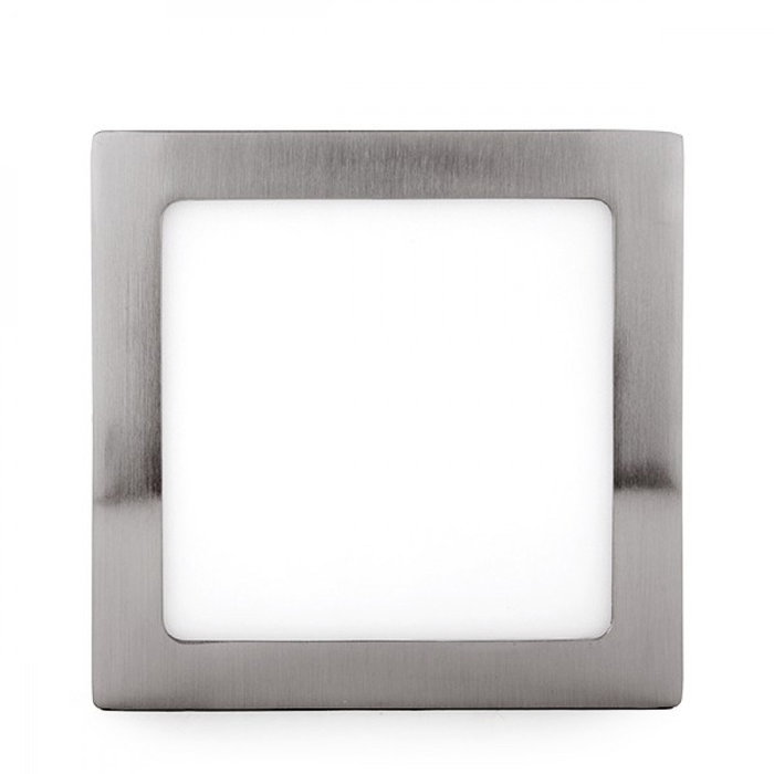 Plafonnier LED carré 12W 1200 lm 6000K nickel satiné
