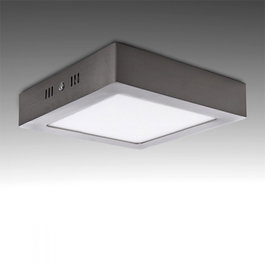 Plafonnier LED carré 12W 1200 lm 6000K nickel satiné