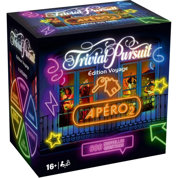 Winning Moves - Trivial Pursuit Voyage Apéro Vol.2 - Jeu de Société avec 600 Questions - Version Voyage - À partir de 16 ans - 2 Joueurs min.