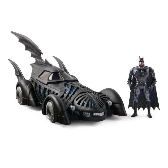 Spin Master Batmobile + Figurine Batman Forever DC Retro Collection - 50 cm - Jeu d'action - À partir de 4 ans