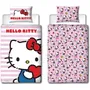 Hello Kitty - Parure de lit réversible en microfibre - Housse de couette 140 x 200 cm + Taie d'oreiller 63 x 63 cm - License officielle