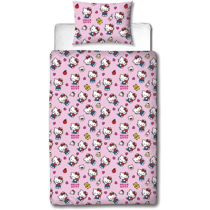 Hello Kitty Parure de lit réversible en microfibre, 2 pièces Hello Kitty Parure de lit réversible en microfibre, 2 pièces