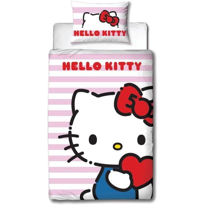 Hello Kitty Parure de lit réversible en microfibre, 2 pièces Hello Kitty Parure de lit réversible en microfibre, 2 pièces