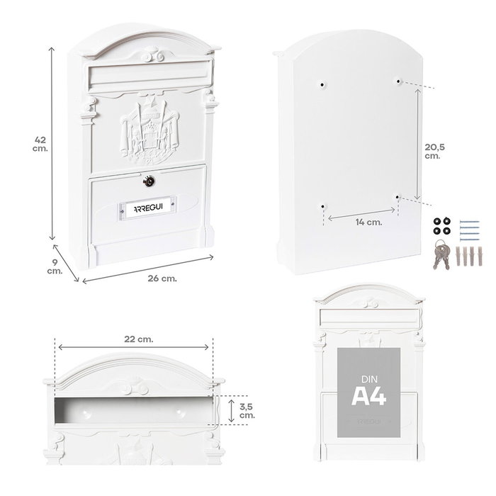 Boîte aux lettres Arregui Blanc 26 X 9 X 42 CM Métal Aluminium