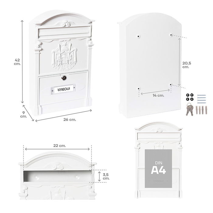 Boîte aux lettres Arregui Blanc 26 X 9 X 42 CM Métal Aluminium