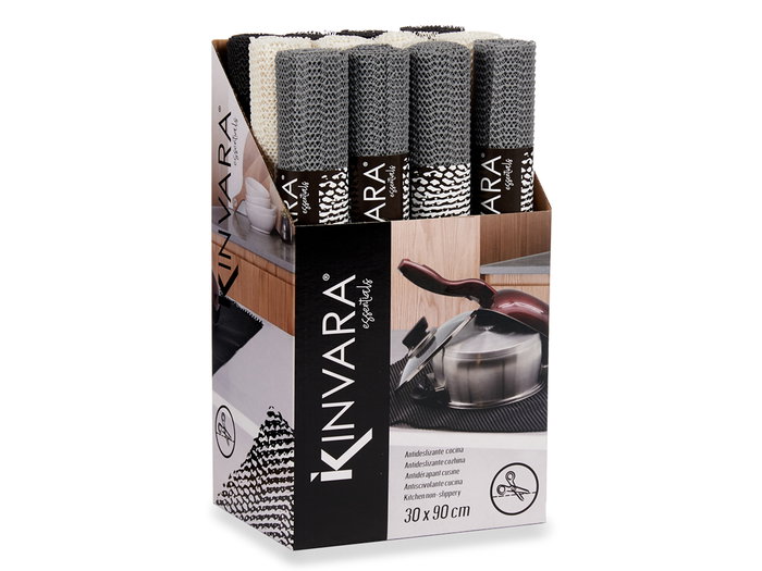 KINVARA Tapis antidérapant assorti Blanc + Gris + Noir 30x90 cm