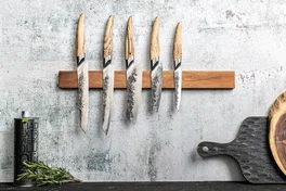 Forged Couteau Santoku Katai en acier VG10 avec manche en bois de racine 14 cm
