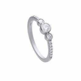 Diamonfire Bague en argent avec zircone pavée, Taille 16, Gris