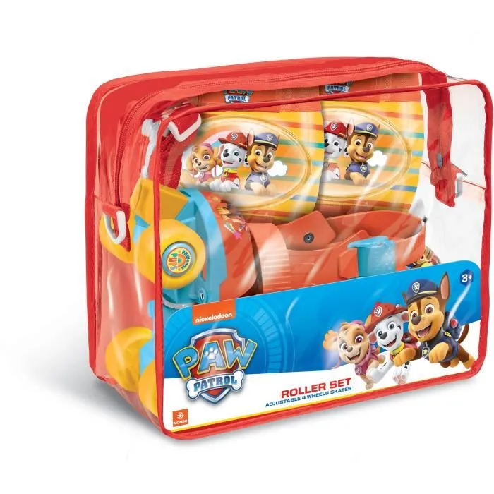 MONDO Set Patins à Roulettes + Protections Ajustables Pat'Patrouille - Taille 22-29 - Poids Max 20 kg - Roues 46 mm - Sac de Transport