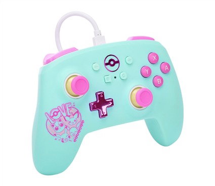 PowerA NSGP0146-01 Manette câblée améliorée officielle Nintendo Switch (OLED/Switch) avec boutons programmables, prise casque USB-C et anneaux anti-friction - Sweet Friends