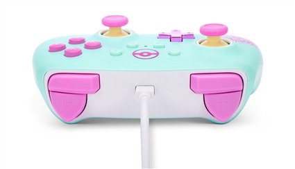PowerA NSGP0146-01 Manette câblée améliorée officielle Nintendo Switch (OLED/Switch) avec boutons programmables, prise casque USB-C et anneaux anti-friction - Sweet Friends