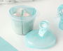 KioKids Soft Nordic - Doseur pour lait en poudre rotatif à 3 compartiments transparents, bleu, pour bébé +0 mois