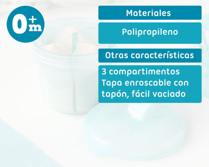 KioKids Soft Nordic - Doseur pour lait en poudre rotatif à 3 compartiments transparents, bleu, pour bébé +0 mois KioKids Soft Nordic - Doseur pour lait en poudre rotatif à 3 compartiments transparents, bleu, pour bébé +0 mois