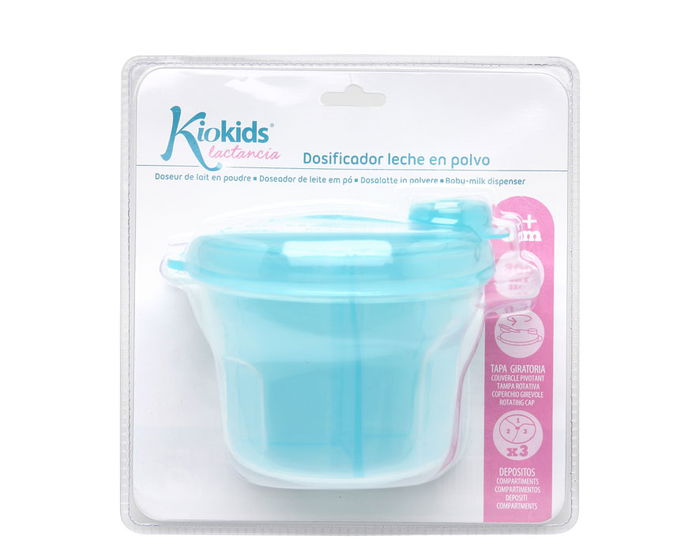 KioKids Soft Nordic - Doseur pour lait en poudre rotatif à 3 compartiments transparents, bleu, pour bébé +0 mois KioKids Soft Nordic - Doseur pour lait en poudre rotatif à 3 compartiments transparents, bleu, pour bébé +0 mois