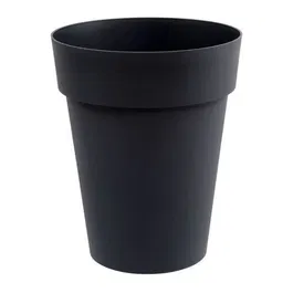 Eda Pot de fleurs Toscane, Vase rond gris anthracite, Ø 44 cm, 50 L, Traité anti-UV, Résistant au gel et aux intempéries, Garantie 7 ans, Fabriqué en France