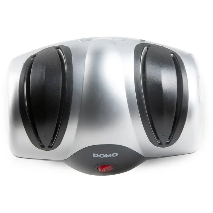 Domo Aiguiseur de couteaux électrique 40 W à 2 meules (meulage et polissage) avec guide lame intégré, gris et noir