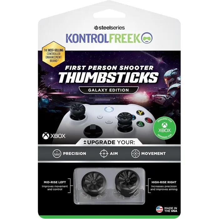 Steelseries KontrolFreek Pack de 2 Thumbsticks FPS Galaxy pour Manette Xbox - Améliore Précision et Confort - Noir