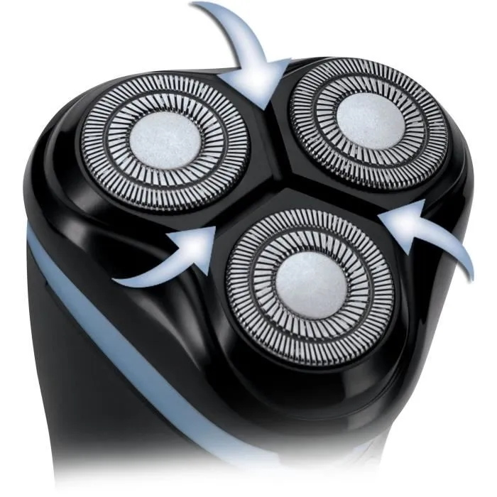 Remington R1000 Rasoir Rotatif sans Fil - 3 lames Dual Track, Tondeuse Escamotable, Autonomie 30 min avec Indicateur LED