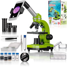 Bresser Microscope Junior Vert 40x-1600x avec kit d'expérimentation