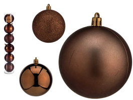 Krist+ Lot de 6 boules de Noël marron 8 cm diamètre plastique réf. SURT Krist+ (Set de 24)