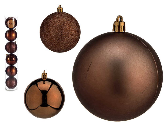 Krist+ Lot de 6 boules de Noël marron 8 cm diamètre plastique réf. SURT Krist+ (Set de 24) Krist+ Lot de 6 boules de Noël marron 8 cm diamètre plastique réf. SURT Krist+ (Set de 24)