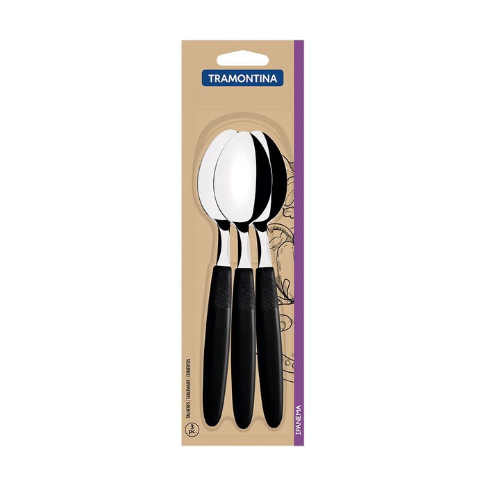 Tramontina Ipanema Cuchara de mesa negro 19 cm, 3 uds