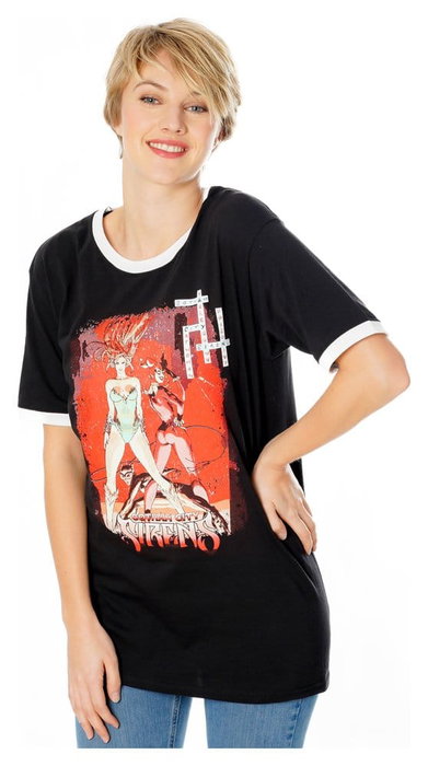 Gotham City Sirens T-Shirt Crossword Black Ringer (S)