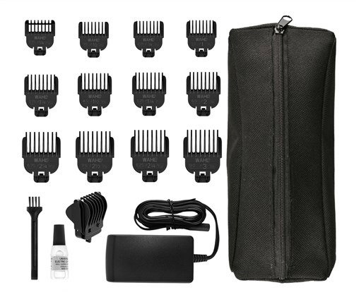 Wahl 09893-0440 Tondeuse Barbe et Cheveux avec 12 Peines, Batterie Lithium 240 min, Charge Rapide, Précision de 0.5 à 9 mm, Prise Ergonomique Antidérapante