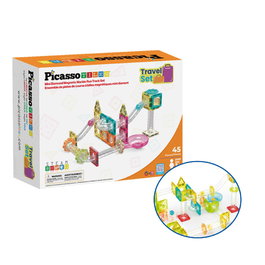 Picasso Tiles Mini Circuit de Billes 45 Pièces avec 3 Billes, Courbes, Rampes et Embuts - Compatible Blocs de Construction Magnétiques - Jouet Enfant 3 ans et plus - Réf. 02021