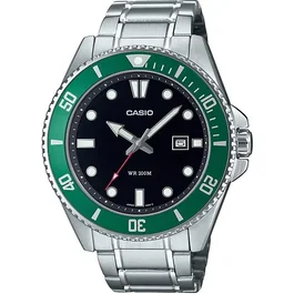 Casio Montre Homme MDV.107D Sport Analogique Quartz Cadran Vert Étanche 200m Bracelet Acier