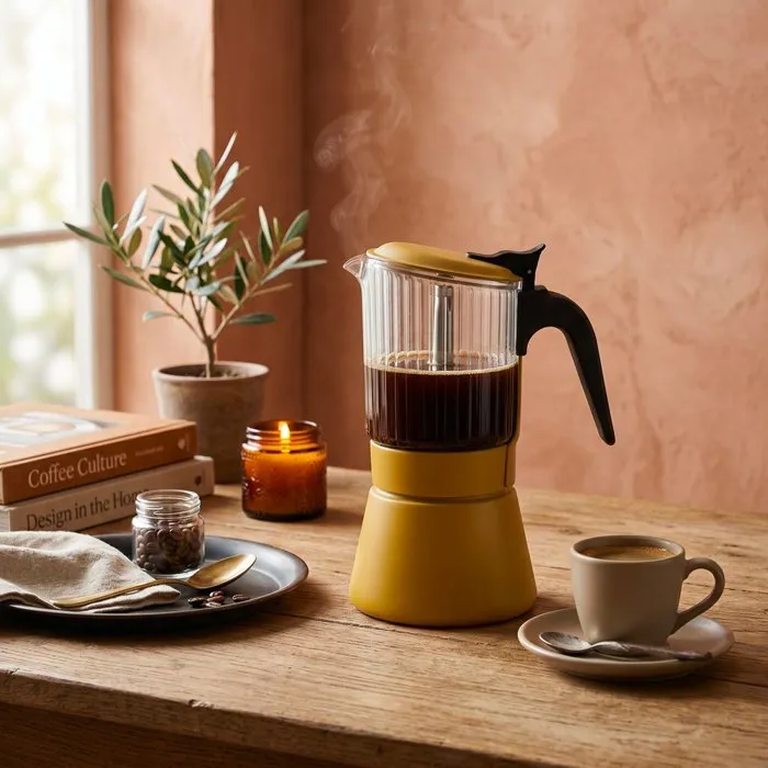 Inoxibar Cafetière italienne 9 tasses Clair Moutarde induction