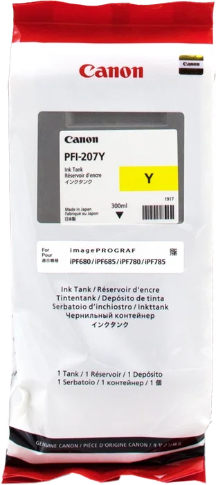 Canon PFI-207Y Cartouche d'encre Jaune 300 ml Canon PFI-207Y Cartouche d'encre Jaune 300 ml