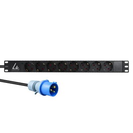 Lanview Bande d'alimentation 19" pour montage en rack 1U, 8 prises Schuko type F, cordon 3m 16A avec interrupteur
