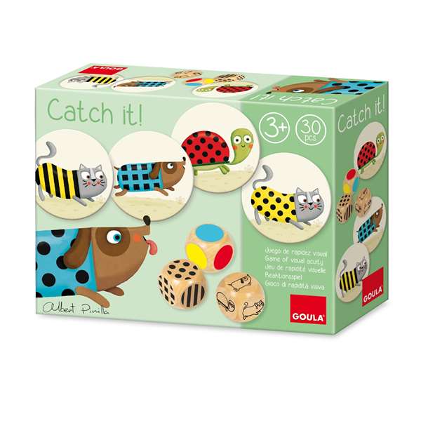 Goula Catch It! Jeu de rapidité visuelle avec 30 pièces en bois pour enfants dès 3 ans - Pour 2 joueurs - Version espagnole