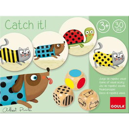 Goula Catch It! Jeu de rapidité visuelle avec 30 pièces en bois pour enfants dès 3 ans - Pour 2 joueurs - Version espagnole